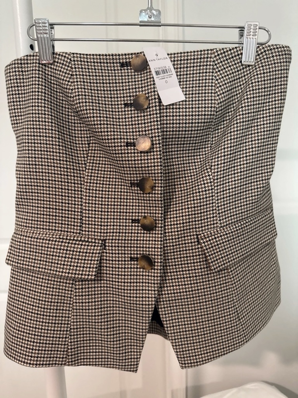 Ann Taylor Houndstooth Strapless Vest Size 0 Neutral Multi
